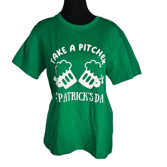 NWOT | Funny St Patrick's Day "Take A Pitcher" Beer Graphic T-Shirt | Large - Picture 1 of 5
